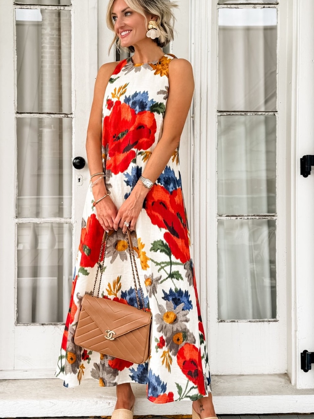New Tuckernuck Crimson Poppy Cotton Linen Portia Dress Medium
